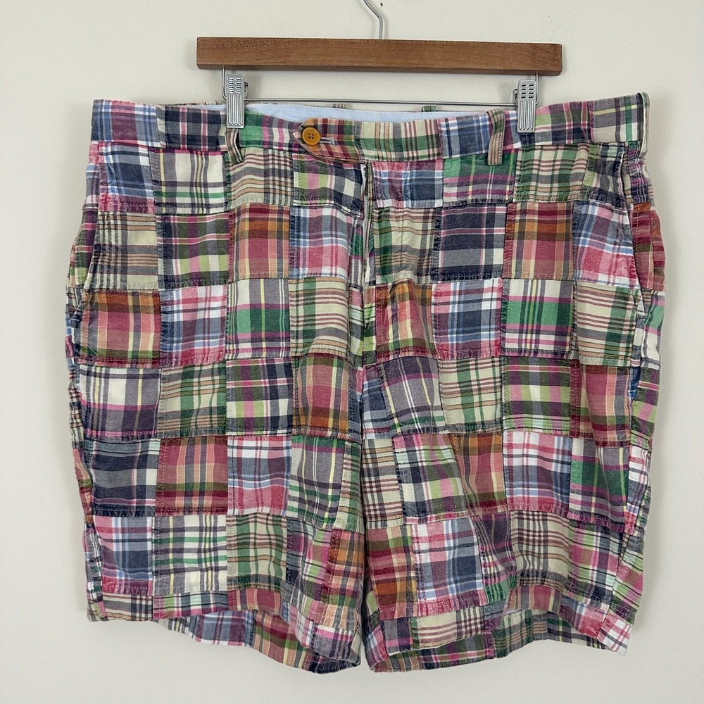 Brooks Brothers Bermuda Shorts Multicolor Plaid Madras Cotton Patchwork Mens W42